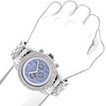 Luxurman Watches Mens Diamond Watch 0.25ct Blue Mother of Pearl face Chronograph 3