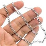 14K WHITE Gold SOLID ITALY CUBAN Chain - 24 Inches Long 3.6MM Wide 3