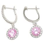 Womens Light pink cubic zirconia drop cz chandelier earring Silver20 1