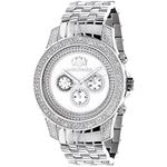 Luxurman Mens Real Diamond Watch 0.50 ct White Mother of Pearl Chronograph 1