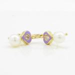 14K Yellow gold Heart and pearl hoop earrings for Children/Kids web52 3