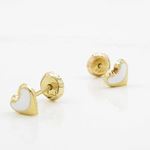 14K Yellow gold Heart stud earrings for Children/Kids web109 3