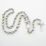 "Stainless Steel Rosary Necklace with Cross R112 mariner link 10 mm