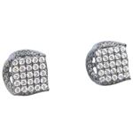 Mens .925 sterling silver Black and white round square earrings MLCZ183 5mm thick and 10mm wide Size