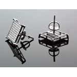 .925 Sterling Silver Black Square White Crystal Micro Pave Unisex Mens Stud Earrings 3