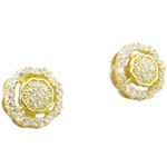 Womens .925 sterling silver Yellow flower earring 2 MLCZ255 4mm thick and 8mm wide Size 1