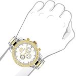 Luxurman Mens Real Diamond Watches 18k Yellow White Gold Plated Liberty MOP Dial 3