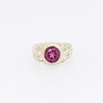 10k Yellow Gold Syntetic red gemstone ring ajjr49 Size: 2 3