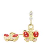14K Yellow gold Butterfly cz chandelier earrings for Children/Kids web383 1