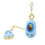 14K Yellow gold Baby shoe cz chandelier earrings for Children/Kids web373 1
