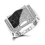 "10K Gold Black and White Mens Diamond Ring by LUXURMAN (0.6 Ctw