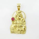 Mens 10k Yellow gold White and red gemstone mary charm EGP14 3
