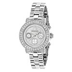 Ladies Diamond Watch Silver Tone 3ct Luxurman Diamond Watch Extra Leather Straps 1