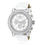 Oversized Mens Diamond Watch 0.25ct White Mop Luxurman Escalade w Chronograph 1