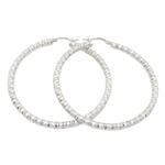 Round silver diamond cut thin hoop earring SB83 31mm tall and 27mm wide 1