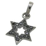 Womens Black star of david black cz pendant Silver37 1