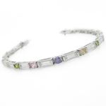 Ladies .925 Italian Sterling Silver multi color cz bracelet Length - 7.5 inches Width - 3mm 1