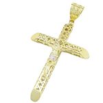Mens 10k Yellow Gold Jesus cross with stones Pendant 1