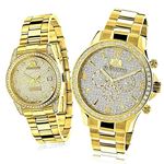 His And Hers Watches: Yellow Gold Plated Diamond W