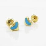 14K Yellow gold Heart stud earrings for Children/Kids web106 3