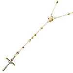 10K YELLOW Gold HOLLOW ROSARY Chain - 28 Inches Long 3.8MM Wide 1