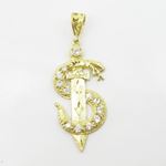 Mens 10k Yellow gold White gemstone snake S and knife charm EGP67 3