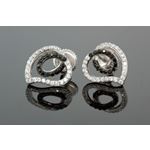 .925 Sterling Silver White Heart White and Black Onyx Crystal Micro Pave Unisex Mens Stud Earrings 1