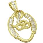 Mens 10k Yellow gold Yellow gold cobra white and red gemstone charm EGP37 1