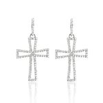 14K Natural Pave Set 0.5 Ctw Diamond Cross Earring