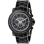 Mens Black Real Diamond Watch by Luxurman 3ct Chronograph Oversized Bezel 1