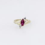 10k Yellow Gold Syntetic red gemstone ring ajr49 Size: 6.75 3