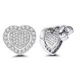 Platinum Natural Diamond Shiny Heart Earrings Stud