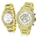 His And Hers Watches: Yellow Gold Plated Diamond W