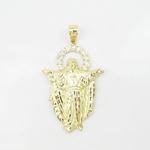 Mens 10k Yellow gold White gemstone jesus charm EGP30 3