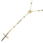 10K 2TONE Gold HOLLOW ROSARY Chain - 30 Inches Long 4.02MM Wide 1