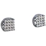 Mens .925 sterling silver Black and white round square earrings MLCZ194 5mm thick and 8mm wide Size 