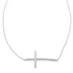 Ladies .925 Italian Sterling Silver white bracelet with long cross Length - 4 inches ( cross - 30mm 