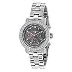 Luxurman Oversized Real Diamond Watches For Women: Montana Black MOP 3ct Leather 1