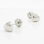 14K White gold Plain heart stud earrings for Children/Kids web208 3