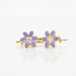 14K Yellow gold Flower cz hoop earrings for Children/Kids web45 3