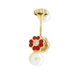 14K Yellow gold Flower pearl stud earrings for Children/Kids web95 1