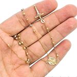 14K 3 TONE Gold HOLLOW ROSARY Chain - 30 Inches Long 2.9MM Wide 3