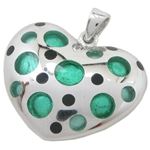 Silver heart blue stone pendant SB54 26mm tall and 24mm wide 1