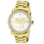 Oversized Yellow Gold Plated Real Diamond Watch Fo
