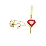 14K Yellow gold Simple heart hoop earrings for Children/Kids web63 1