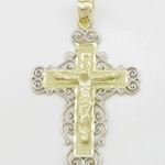 Mens 10k Yellow gold Fancy jesus cross pendant GCHA12 3