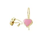 14K Yellow gold Simple heart hoop earrings for Children/Kids web64 1