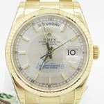 Rolex Day Date White Index Dial President Bracelet 18k Yellow Gold Mens Watch 1