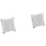 Mens .925 sterling silver White 6 row square earring MLCZ42 5mm thick and 8mm wide Size 1