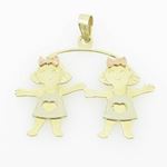 womens bp108 14K yellow gold twin boys girls charm pendant jewelry necklace 1